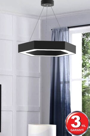 Hexagon ( Siyah Kasa, Gün Işığı ) Ledli Modern Led Avize, Salon, Mutfak, Oturma Yatak Odası, Sarkıt Hexagon S-40 - 3