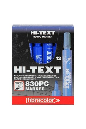 Hı-text 830pc Permanent Kalem Mavi Kesik Uç 12'li Kutu H830PCKM - 1