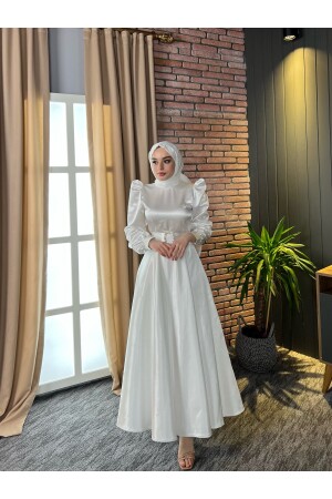 Hijab-Abendkleid Weiß LLTLRABİYE - 1