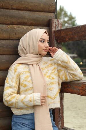 Hijab-Crash-Jazz-Schal aus Baumwolle, Modell – Beige - 3