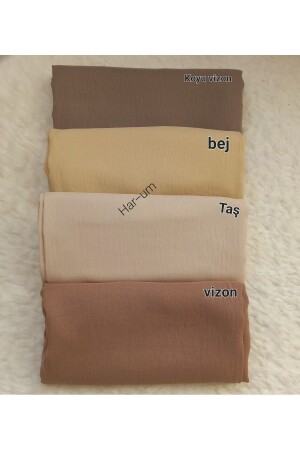 Hijab Damen-Jazz-Schal aus Baumwolle, 4er-Set, Stein-Beige-Nerz-Dunkelnerz - 2