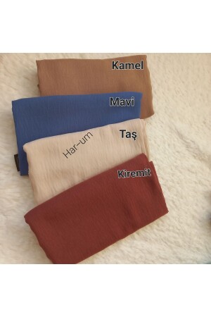 Hijab Damen-Jazz-Schal aus Baumwolle, Modell – 4er-Set – Ziegelstein – Blau – Stein – Kamel - 2