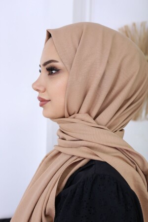 Hijab Damen-Jazz-Schal aus Baumwolle, Modell _ Dunkelbeige - 1