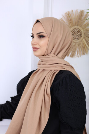 Hijab Damen-Jazz-Schal aus Baumwolle, Modell _ Dunkelbeige - 3