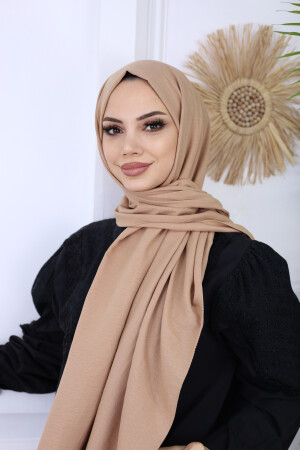 Hijab Damen-Jazz-Schal aus Baumwolle, Modell _ Dunkelbeige - 4