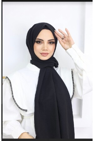 Hijab Damen-Jazz-Schal aus Baumwolle, Modell _ Schwarz - 3