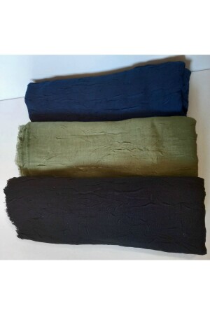 Hijab-Damenschal aus Bambus, Schalmodell, 3er-Set, Marineblau-Khaki-Schwarz - 1