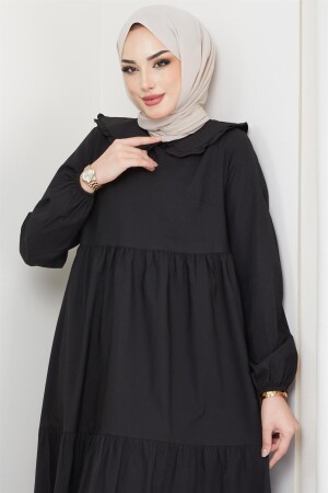 Hijab-Kleid mit Babykragen, Schwarz - 2