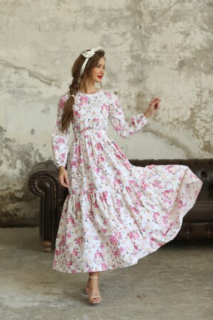 Hijab-Kleid mit rosa Gänseblümchen KK1002T - 1