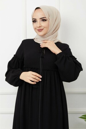 Hijab-Kleidung, geraffte Details, Abaya, Ballonärmel, Sommer-Aerobin - 1