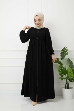 Hijab-Kleidung, geraffte Details, Abaya, Ballonärmel, Sommer-Aerobin - 2