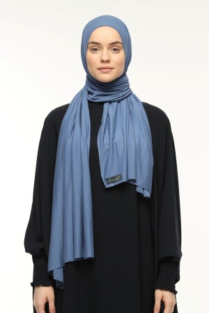 Hijab-Schal aus gekämmter Baumwolle, einfarbig, Denim - 2