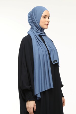 Hijab-Schal aus gekämmter Baumwolle, einfarbig, Denim - 5