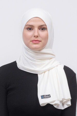 Hijab-Schal aus gekämmter Baumwolle, einfarbig, Ecru - 3