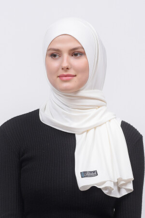 Hijab-Schal aus gekämmter Baumwolle, einfarbig, Ecru - 4