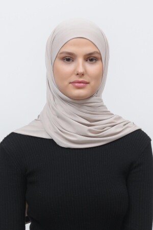 Hijab-Schal aus gekämmter Baumwolle, einfarbig-helles Creme - 2