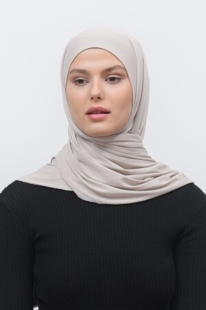 Hijab-Schal aus gekämmter Baumwolle, einfarbig-helles Creme - 4