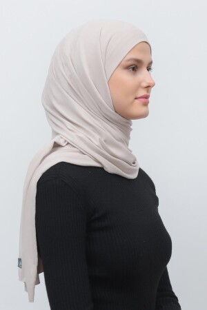 Hijab-Schal aus gekämmter Baumwolle, einfarbig-helles Creme - 5