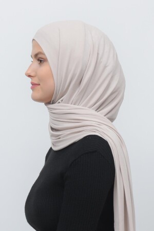 Hijab-Schal aus gekämmter Baumwolle, einfarbig-helles Creme - 6