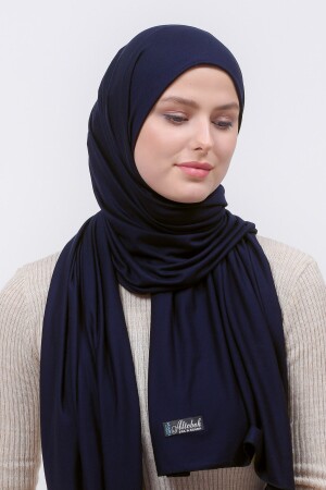 Hijab-Schal aus gekämmter Baumwolle, einfarbig, Marineblau - 3