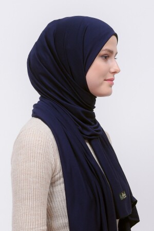 Hijab-Schal aus gekämmter Baumwolle, einfarbig, Marineblau - 4