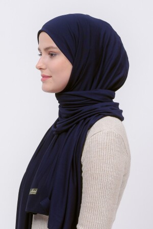 Hijab-Schal aus gekämmter Baumwolle, einfarbig, Marineblau - 5