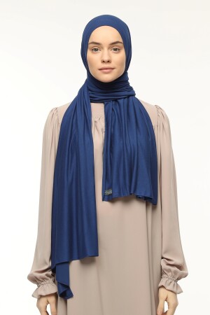 Hijab-Schal aus gekämmter Baumwolle, einfarbig, Parlamentsblau - 3