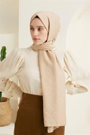 Hijab-Schal aus gekämmter Baumwolle – Farbe Beige – Scheint nicht durch – Verursacht keinen Schweiß – Einfach zu verwenden – Besonders bequem - 1