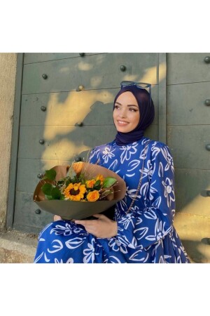 Hijab-Schal aus gekämmter Baumwolle, Modell: Marineblau - 1