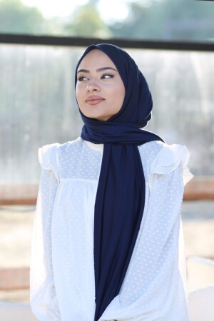 Hijab-Schal aus gekämmter Baumwolle, Modell – Marineblau - 4