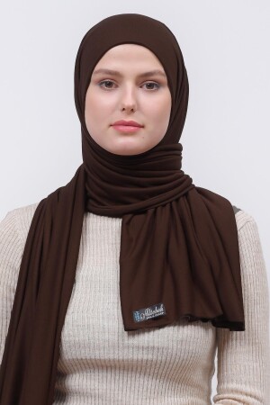 Hijab-Schal aus gekämmter Baumwolle, schlicht-bitterbraun - 2