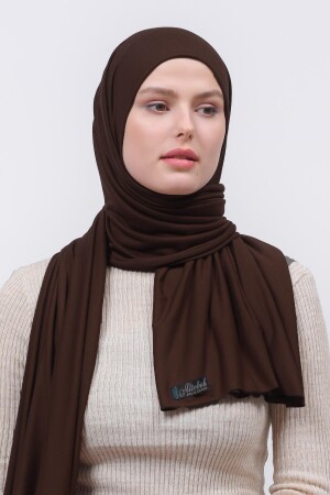 Hijab-Schal aus gekämmter Baumwolle, schlicht-bitterbraun - 4