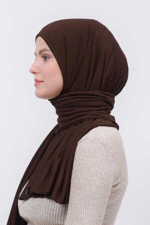 Hijab-Schal aus gekämmter Baumwolle, schlicht-bitterbraun - 6