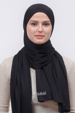 Hijab-Schal aus gekämmter Baumwolle, schlichtes Schwarz - 2