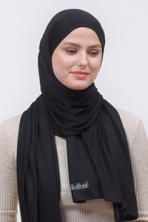 Hijab-Schal aus gekämmter Baumwolle, schlichtes Schwarz - 4