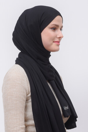 Hijab-Schal aus gekämmter Baumwolle, schlichtes Schwarz - 5