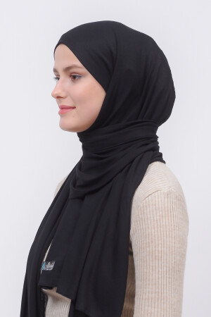 Hijab-Schal aus gekämmter Baumwolle, schlichtes Schwarz - 6