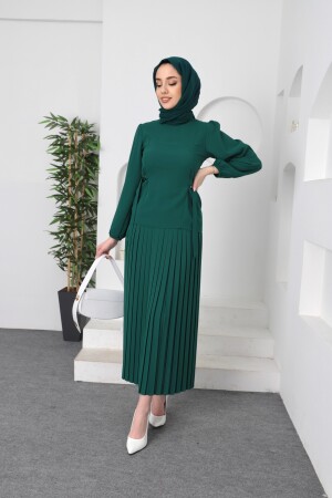 Hijab-Unterteil-Oberteil-Set mit Faltenrock und Bluse - 3