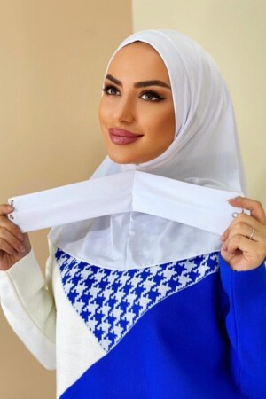 Hijabchi Damen-Hijab, weiß, mit Druckknopfkragen, Hijab, Motorhaube, Modell, Schal, Schal - 3