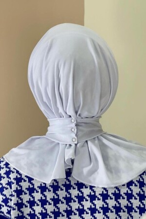 Hijabchi Damen-Hijab, weiß, mit Druckknopfkragen, Hijab, Motorhaube, Modell, Schal, Schal - 4