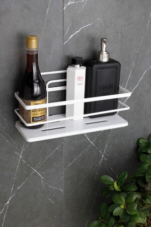 غرف الاستحمام من الصلب والتكوينات منظمة تجميل شامبو أبيض حامل الغرف المسبق غرف الاستحمام مع رف بلورية - Himyhome