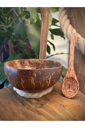 Hindistan Cevizi Kase- Kaşık Ve Kase Altlığı - Bowl Kasesi - Bowl Kaşığı - Coconut Bowl - 6