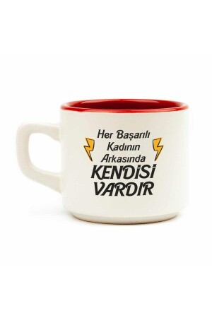 Hinter jeder erfolgreichen Frau steckt sie selbst. Weiße Venus-Tasse – Geschenk-Keramik-Tasse - 1