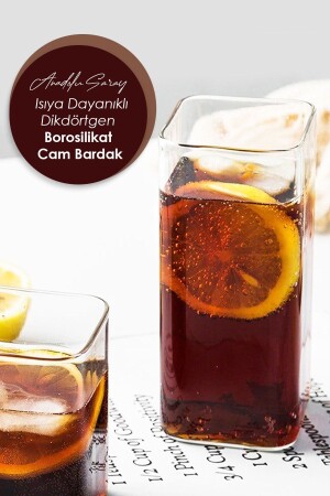 Hitzebeständige, rechteckige Tasse aus Borosilikat für Kaffee und Präsentation, Tasse aus Borosilikat – 1 Stück - Anadolu Saray Çarşısı