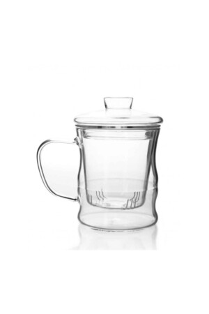 Hitzebeständiger Becher mit Glasdeckel und Brühsieb 350 ml THN87337 - 5