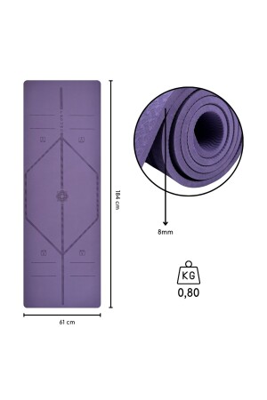 Hizalama Tasarım Yoga Pilates Mat 8mm Tpe Yoga Pilates Mat - 3
