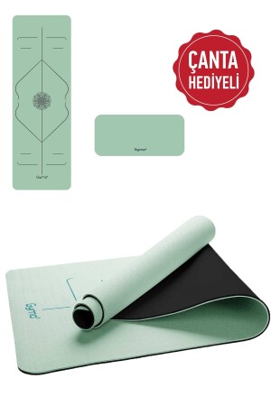 Hizalamalı 6mm Tpe Yoga Matı Pilates Minderi Diz Dirsek Koruyucu Mat Hediyeli Açık Yeşil - 1