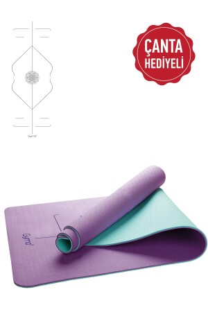 Hizalamalı 6mm Tpe Yoga Matı Pilates Minderi Lila Nane Yeşili PRA-5393242-7703 - 1