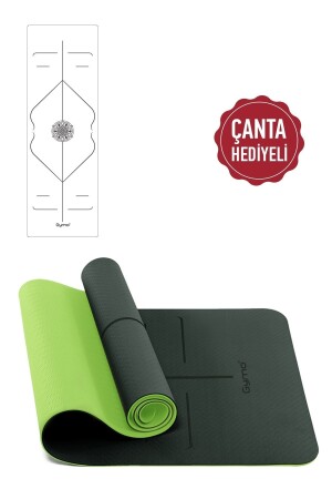 Hizalamalı 6mm Tpe Yoga Matı Pilates Minderi Neon Yeşil - 1