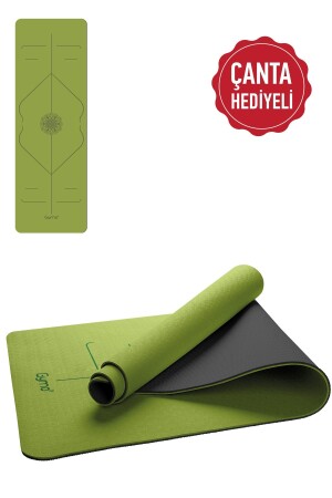 Hizalamalı 6mm Tpe Yoga Matı Pilates Minderi Yeşil - 1